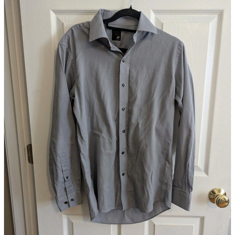 Coastal Preppy J. Ferrar JF Grey Pinstripe Button Front Shirt 100% Cotton Small
